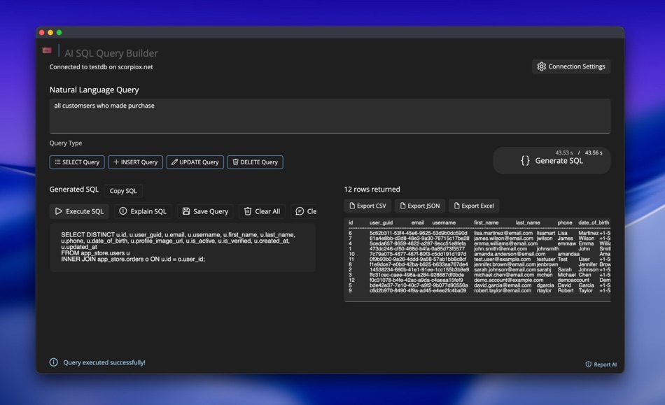AI SQL Query Builder (macOS) Ved: SCORPIOX, INC LIMITED