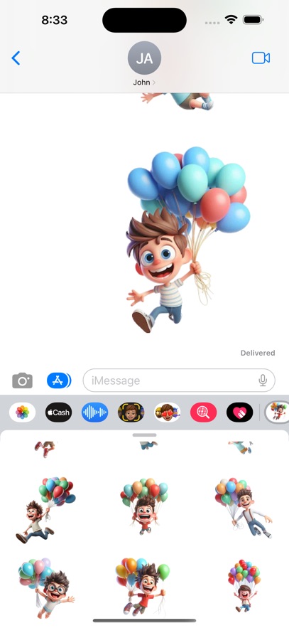 Balloon Flying Boy Stickers