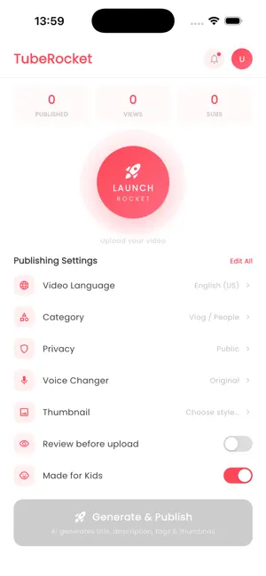 TubeRocket - AI Video Uploader screenshot 4