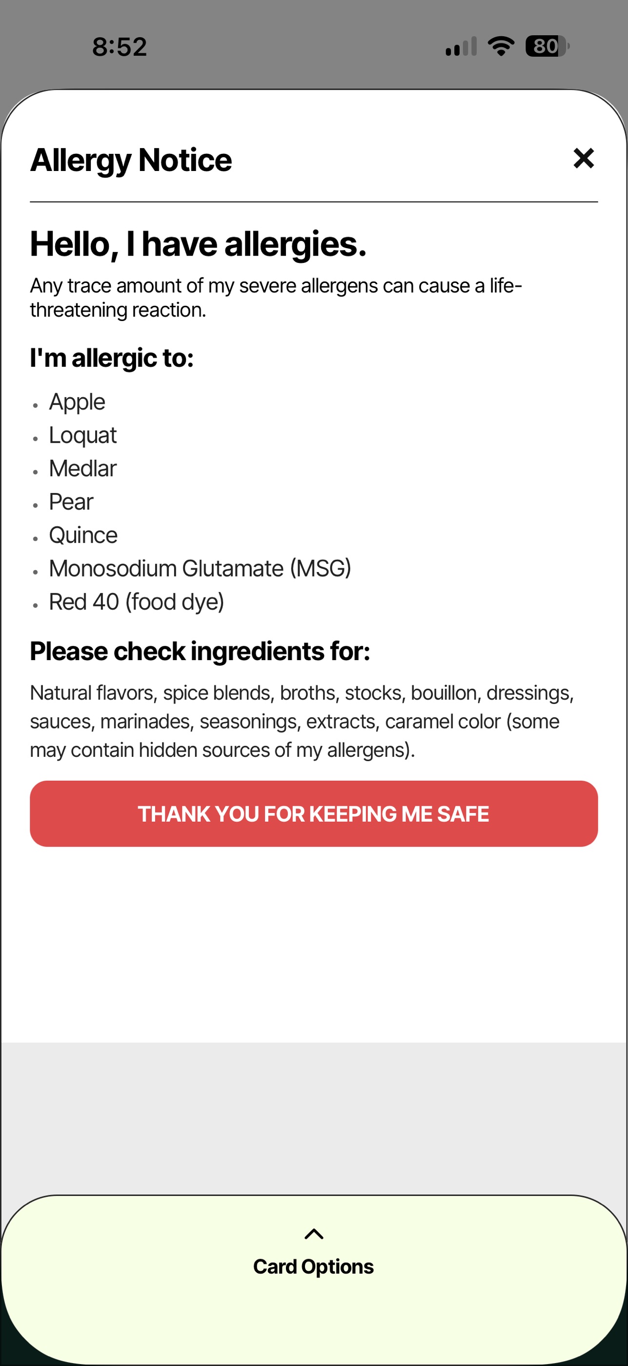 Screenshot 4 of The Food Allergy App