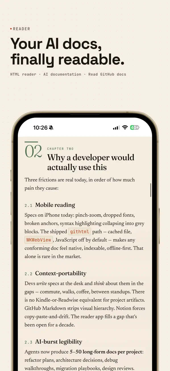 #1. githtml - GitHub Doc Reader (iOS) By: Wave Tech LLC