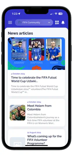 Captura de pantalla de FIFA Volunteer Community en iPhone 4