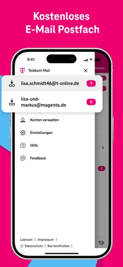 Screenshot von Telekom Mail – E-Mail App auf dem iPhone 3