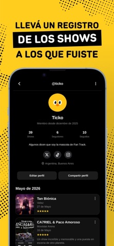 FanTrack: Recitales y Reseñas iPhone screenshot 2