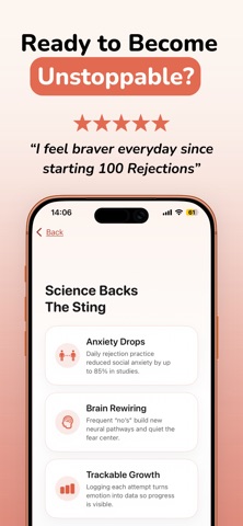 100 Rejections: Overcome Fear iPhone screenshot
