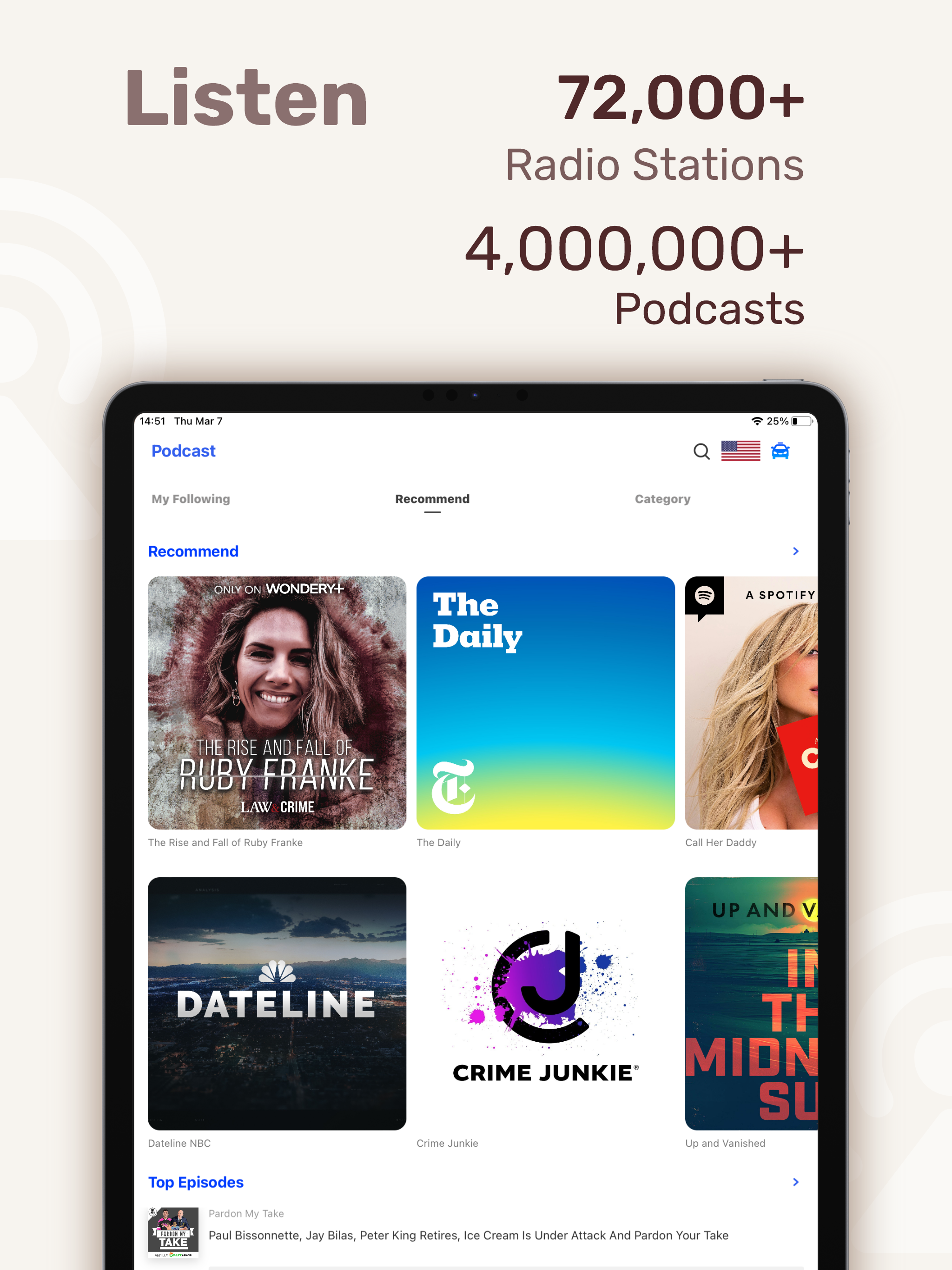 Podcasts Music Radio FM: Podio