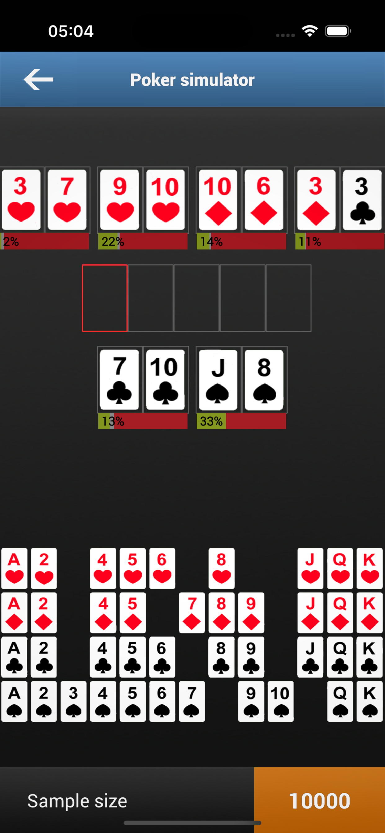 Live poker odds calculator