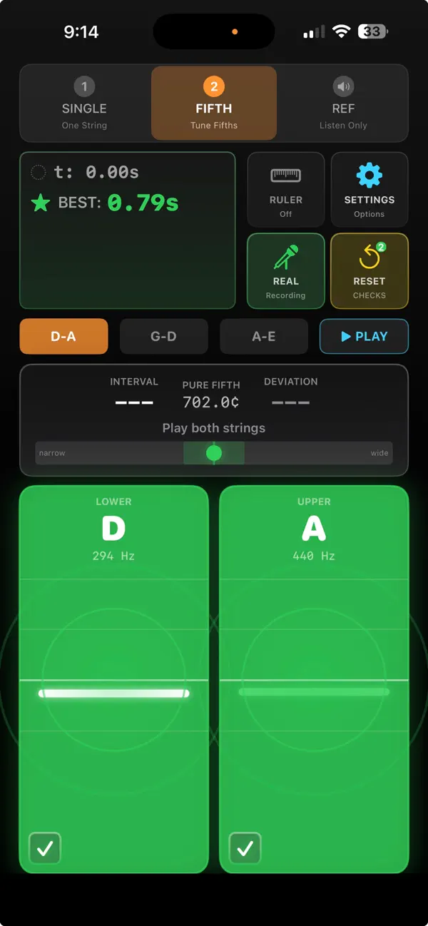 Screenshot #3 pour ViolinTuner - Fifths Tuning