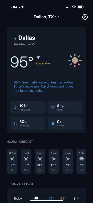 Snarky Weather screenshot 1