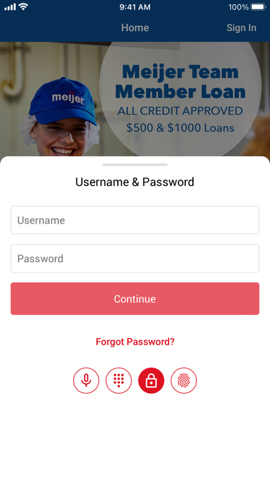 Meijer Credit Union Screenshot