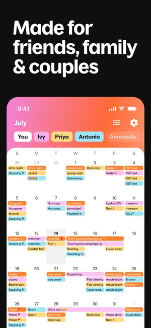 Howbout: shared calendar screenshot 1