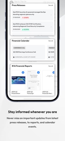 Zain Group Investor Relations screenshot