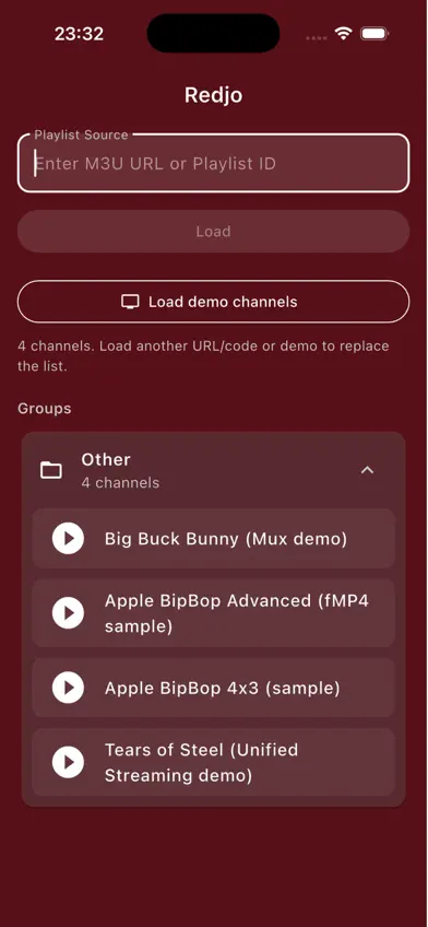 Redjo - M3U Playlist Player screenshot 1