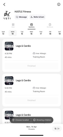Hustle Fitness Studio App iPhone screenshot