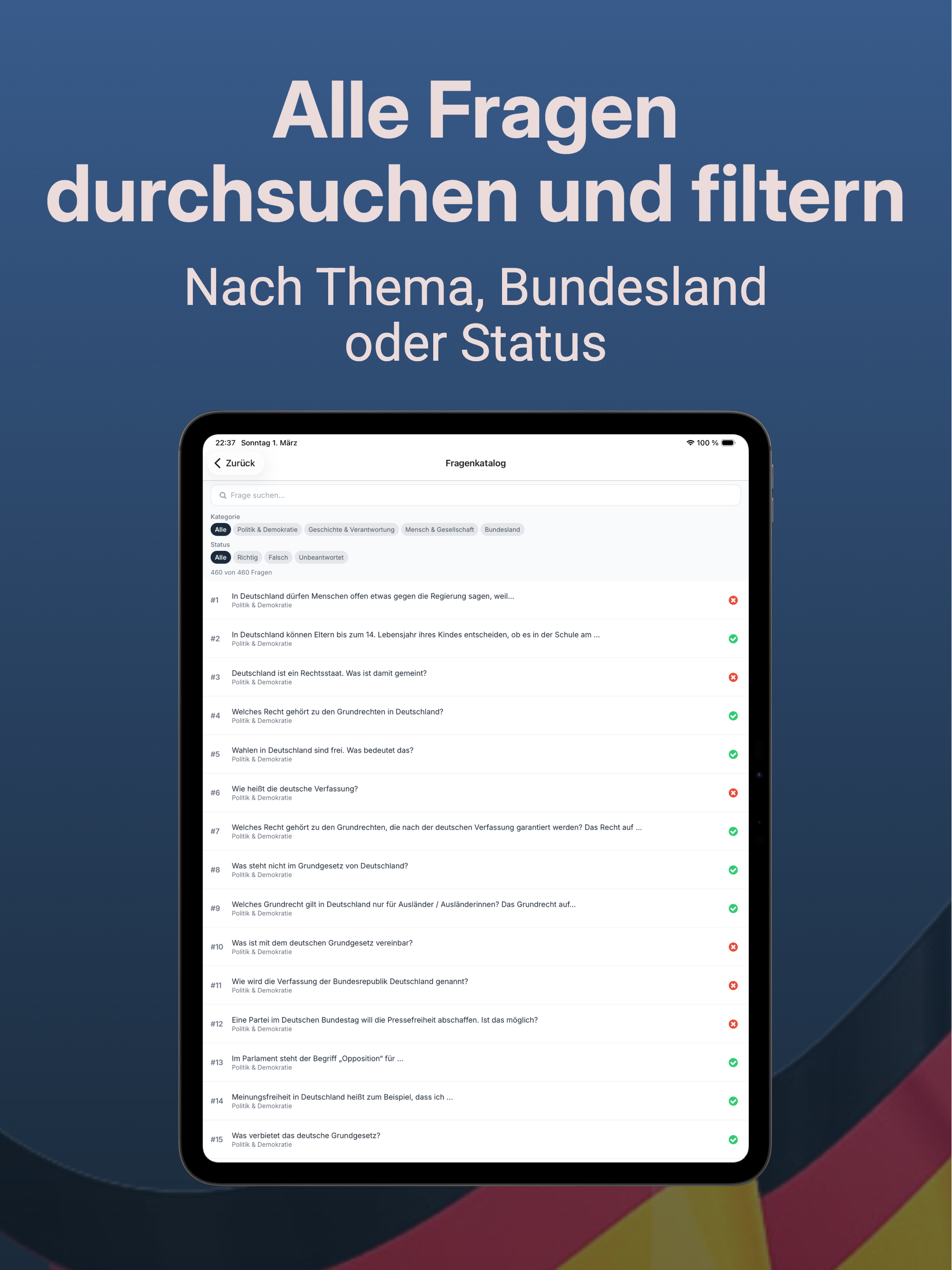 Einbürgerungstest 460 Fragen