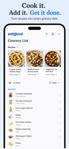 EatGood - Recipe Meal Planner iPhone screenshot