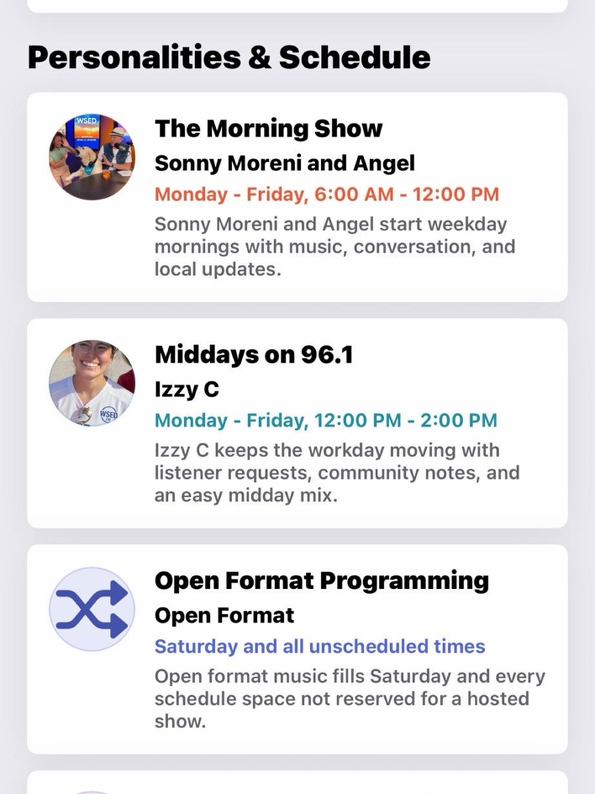 WSED FM 96.1 screenshot 5