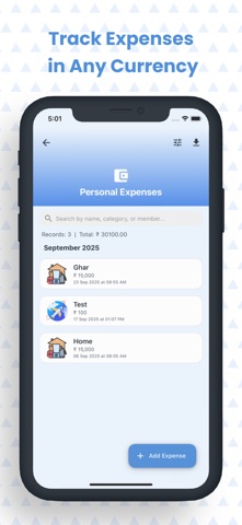 Expenzo - Split trip expense screenshot