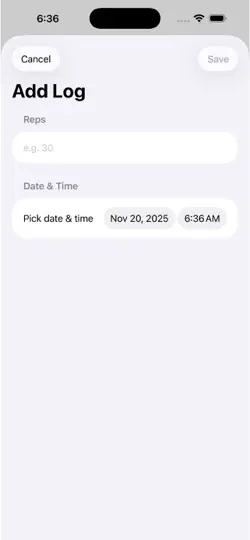 Screenshot von Pushup Logs auf dem iPhone 4