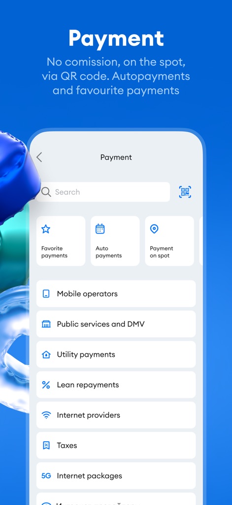 Click SuperApp - This screen highlights diverse payment categories like 'Utility payments' and convenient options such as 'Favorite payments' and 'Auto payments' for recurring transactions.