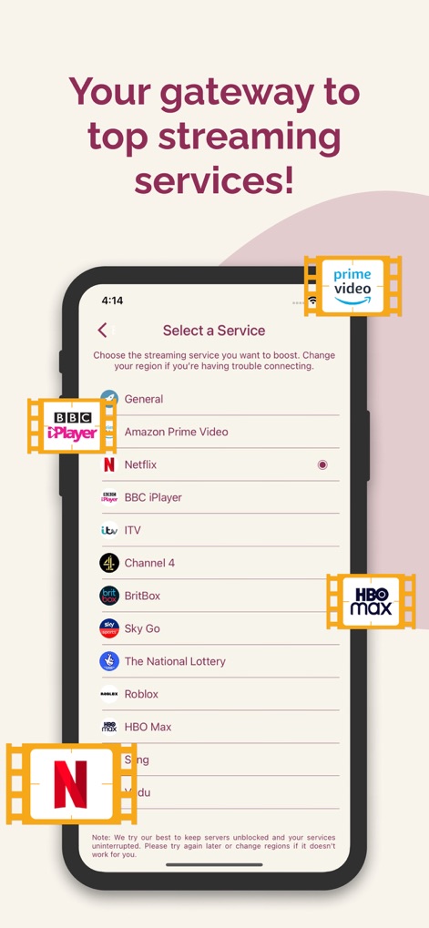 VPN Pro - for Private Browsing - vpn-pro-streaming-services-selection