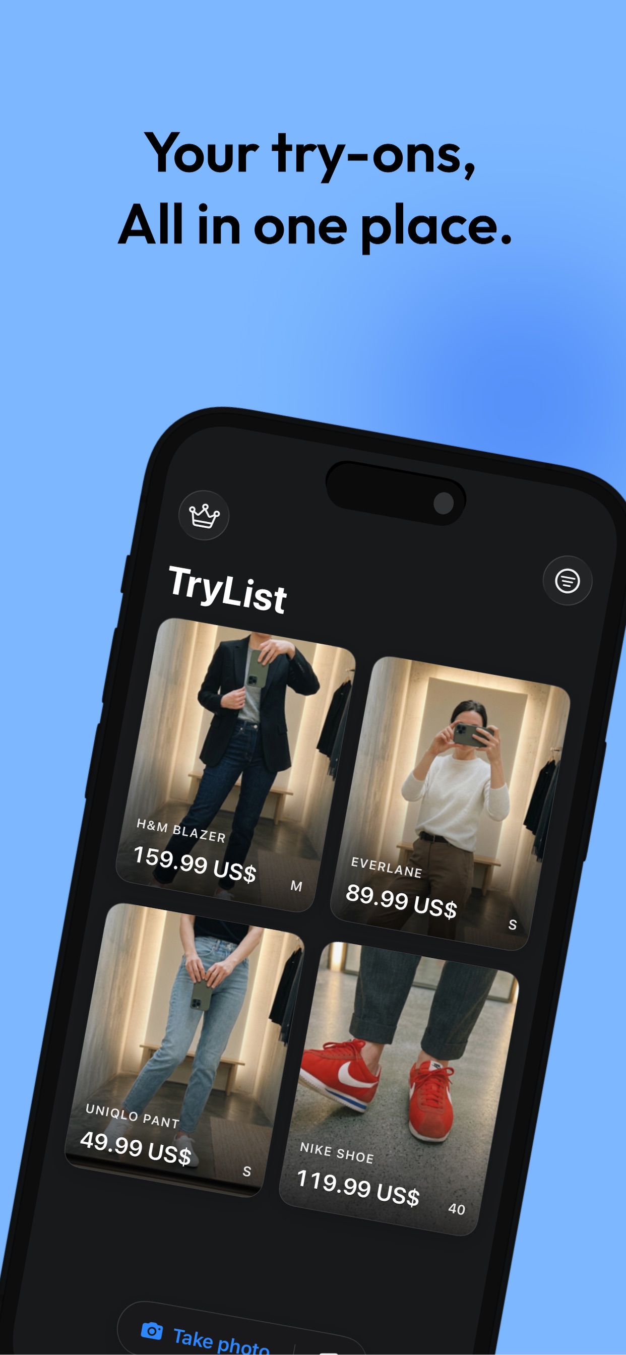 Screenshot 1 of Fitting Room Log - TryList