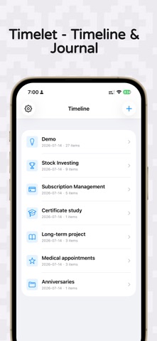 Timelet - Timeline & Journal Screenshot 1 of 3