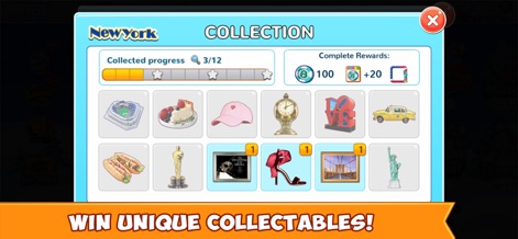 Bingo Holiday - BINGO Games - This screen details the collection progress for specific cities, highlighting both the diverse collectible items and the valuable rewards received upon completion.