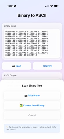 Binary2Ascii iPhone screenshot