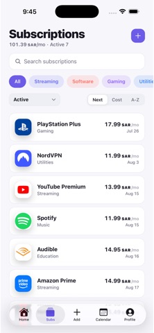 Tally - Subscriptions Tracker iPhone screenshot
