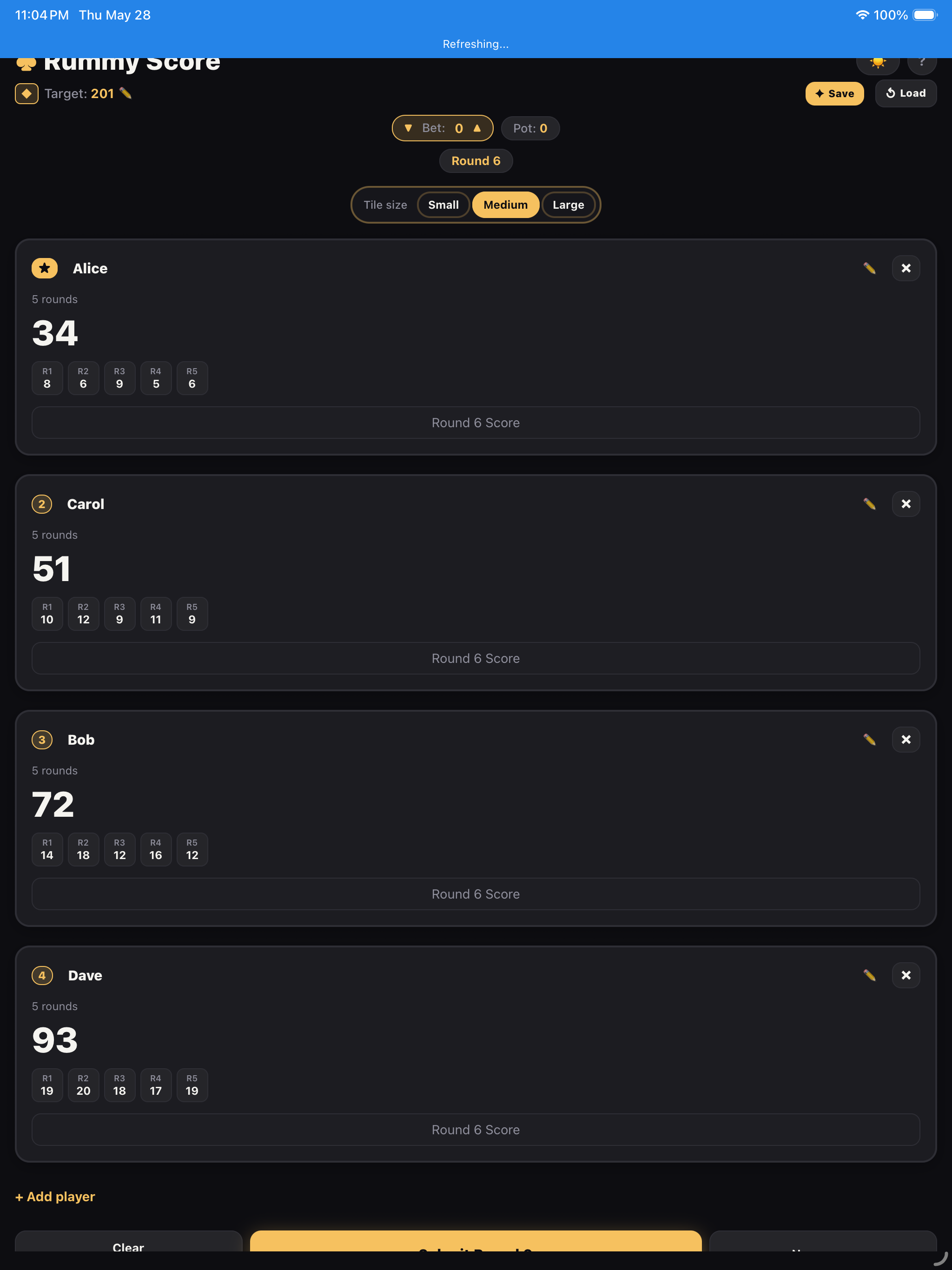 Rummy Score Book