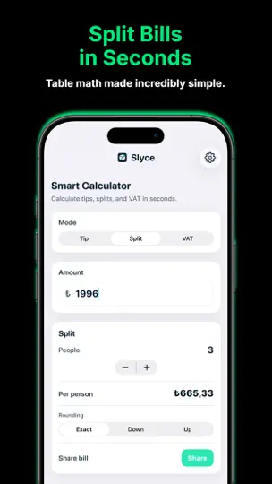 Slyce: Tip & Split Calculator iPhone-skjermbilde 1