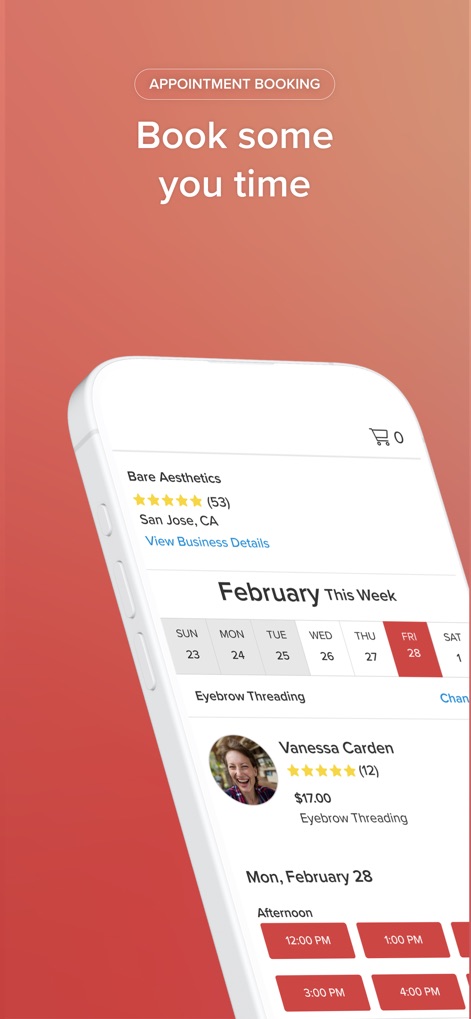 Vagaro - Users can easily book appointments by selecting preferred dates on a clear calendar interface and choosing from specific time slots for optimal scheduling.