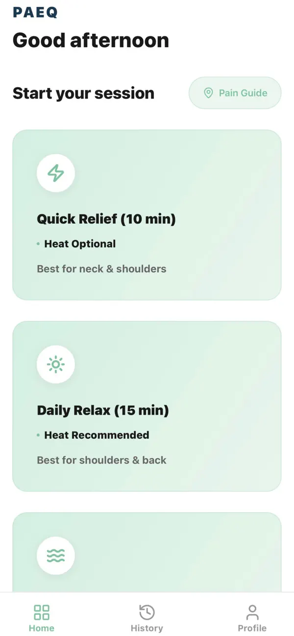 PAEQ guided massage programs