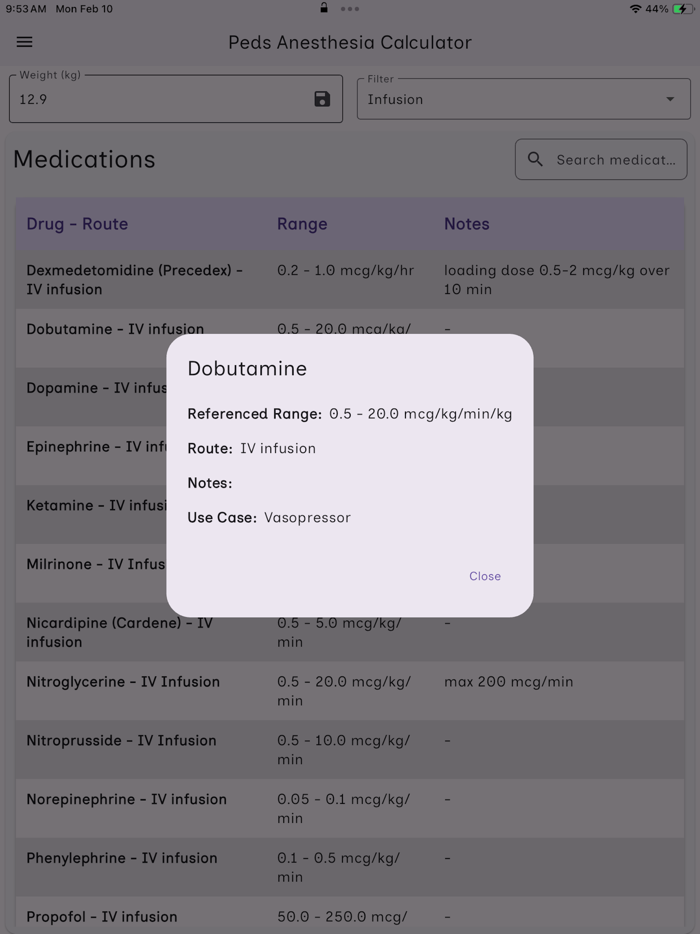 Pediatric Anesthesia Calc