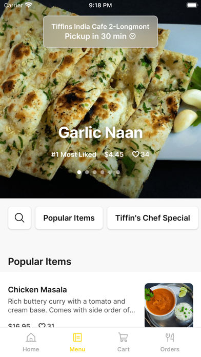 Tiffin's India Cafe - Longmont iPhone screenshot 2 - Food & Drink app