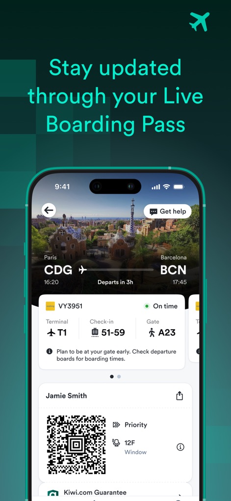 Kiwi.com: Book Cheap Flights - Cartão de Embarque Digital