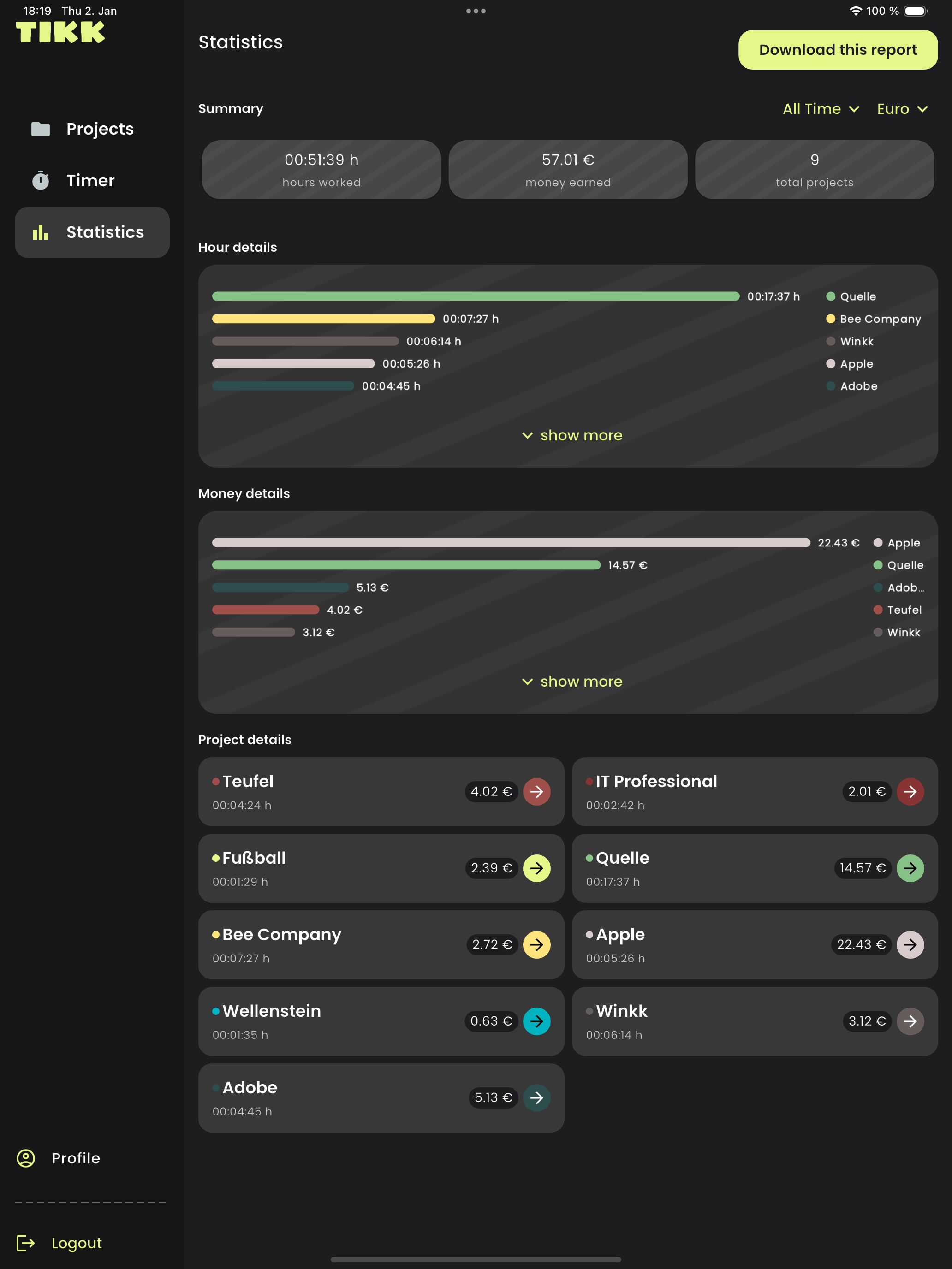 Tikk Time Tracking