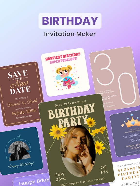 Screenshot #4 pour Birthday Invitation Maker ۬