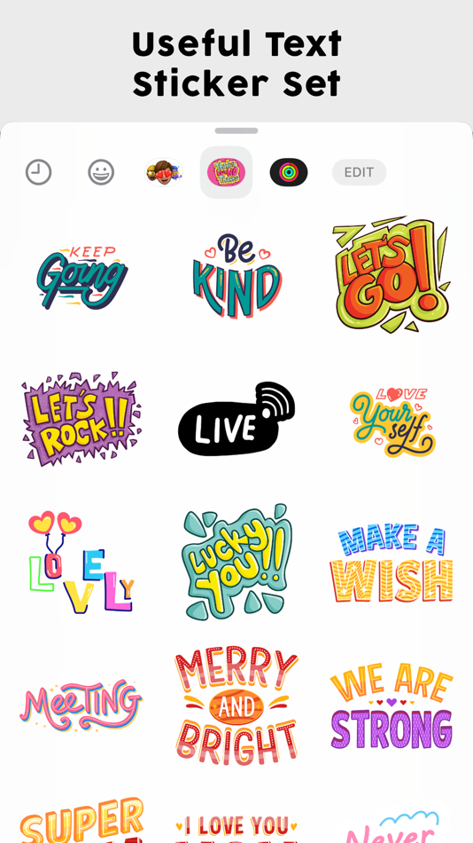 #3. Useful Text Stickers Set (iOS) By: Sahil Verma