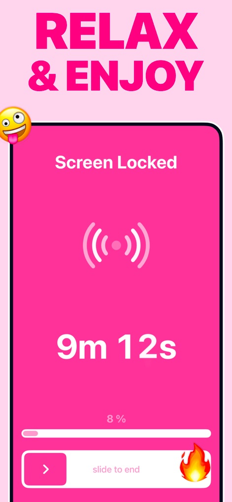 Vibrate Phone - The app maintains user privacy with its 'Screen Locked' mode, allowing sessions to continue discreetly while displaying the remaining time on a clear countdown timer.
