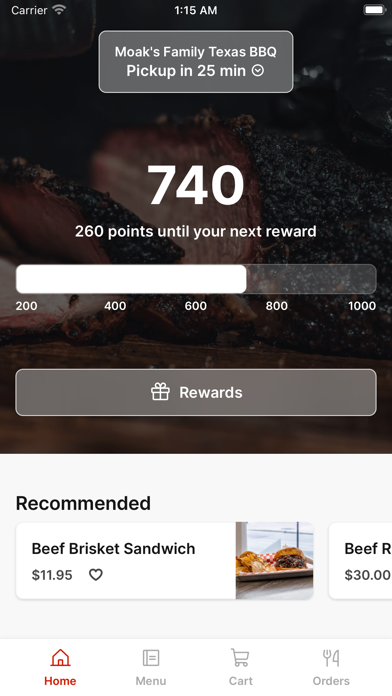 Moak's Family Texas BBQ iPhone screenshot 1 - Food & Drink app