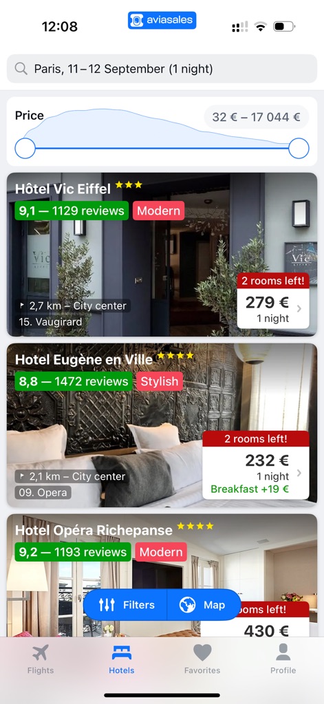 Aviasales — Book cheap flights - Curated Hotel Options
