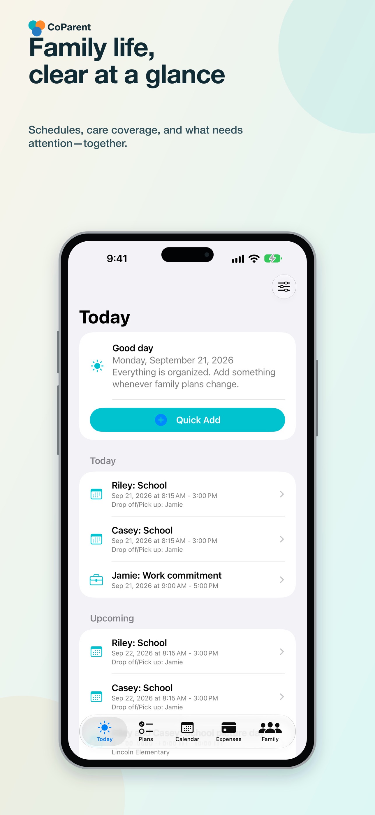 Screenshot 1 of CoParent Family Organizer