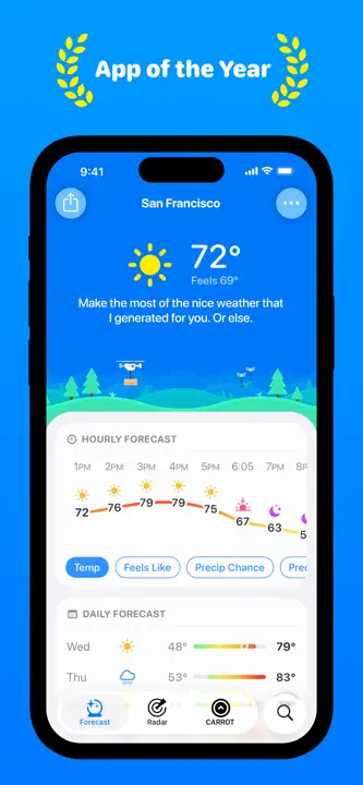 CARROT Weather: Screenshot 1 von 9