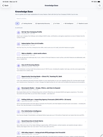 PursuitAI GovCon iPad screenshot