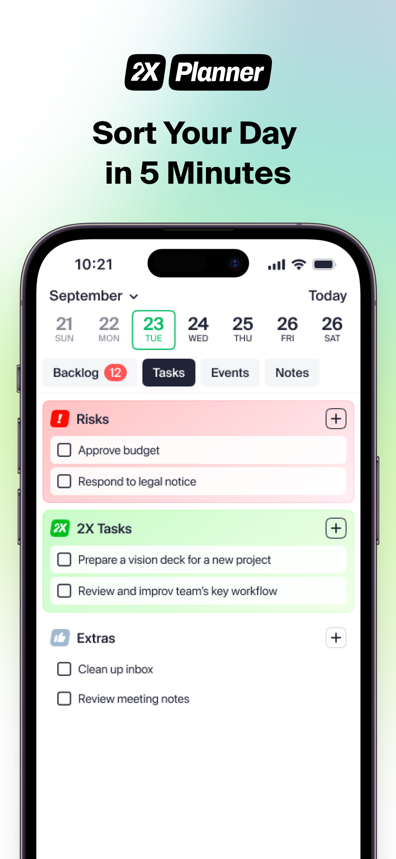 2X Planner: Daily Planner