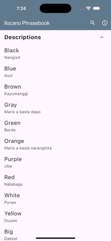Ilocano Phrasebook iPhone screenshot