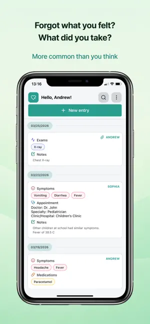 Family health diary screenshot 2