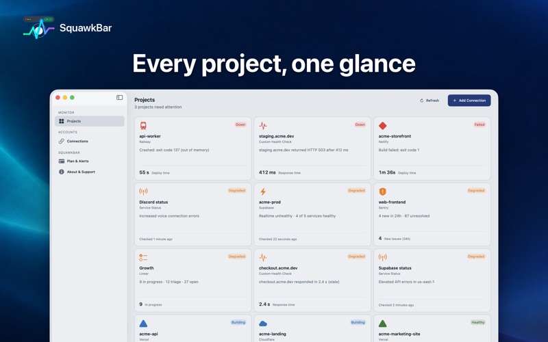 SquawkBar: Dev & Deploy Status screenshot 1